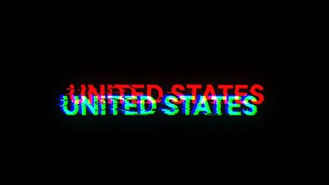 3D rendering United states text with screen effects of technological glitches Stock Illustration