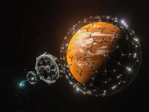 A 3D rendering of UnPlanet - a low latency, broadband internet system to meet イラスト素材