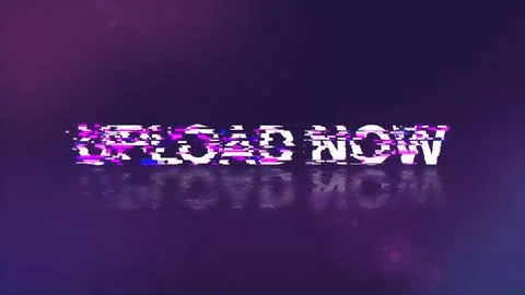 3D rendering upload now text with screen effects of technological glitches Stock Illustration