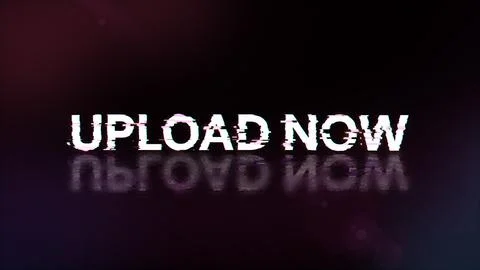 3D rendering upload now text with screen effects of technological glitches Stock Illustration