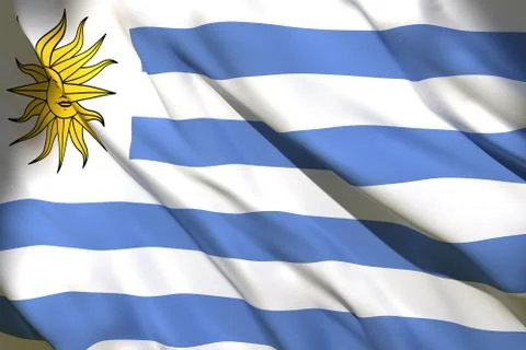 3d rendering of Uruguay flag Stock Illustration