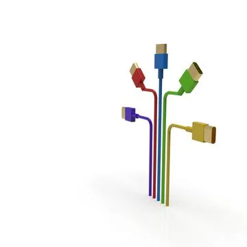 3d rendering of USB cable ICON isolated with clear background Stockillustratie