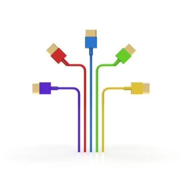 3d rendering of USB cable ICON isolated with clear background Stock Illustration