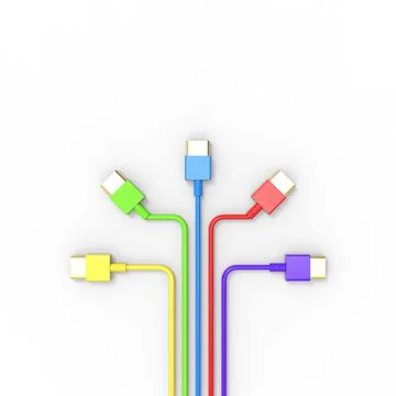3d rendering of USB cable ICON isolated with clear background Stock Illustration