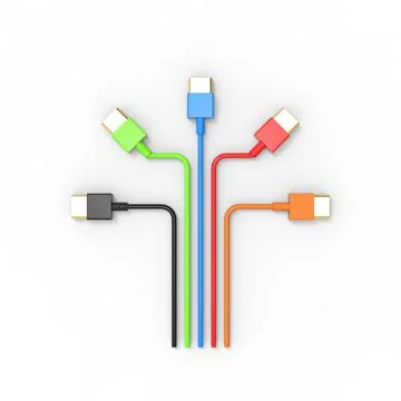 3d rendering of USB cable ICON isolated with clear background Stock Illustration