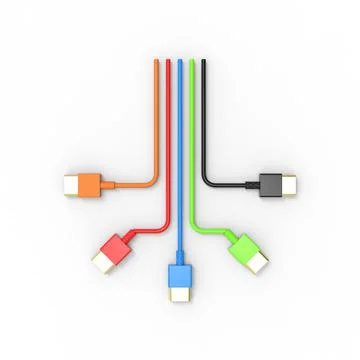 3d rendering of USB cable ICON isolated with clear background Stock Illustration