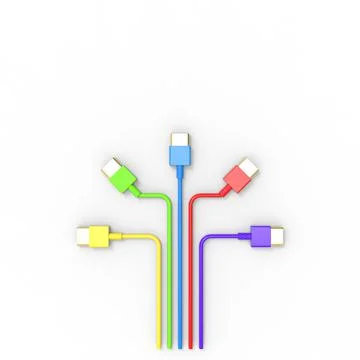3d rendering of USB cable ICON isolated with clear background Illustrazione stock