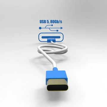 3d rendering of USB cable ICON isolated with clear background Stock Illustration