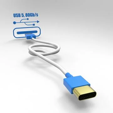 3d rendering of USB cable ICON isolated with clear background Stock Illustration