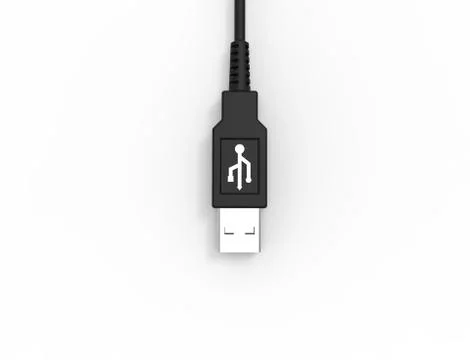 3D rendering of a USB cable plug isolated on white background Stock Illustration