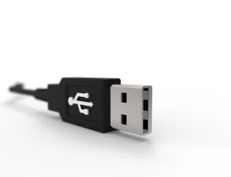 3D rendering of a USB cable plug isolated on white background Stock Illustration