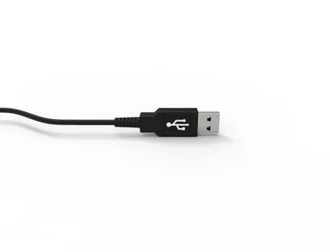 3D rendering of a USB cable plug isolated on white background Stock Illustration