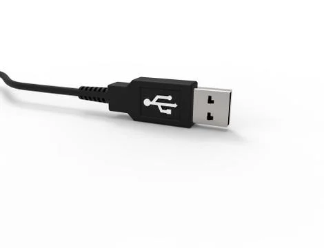 3D rendering of a USB cable plug isolated on white background Stock Illustration