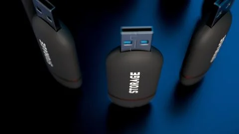 A 3D Rendering of a USB, Thumb Drive Array Stock Illustration