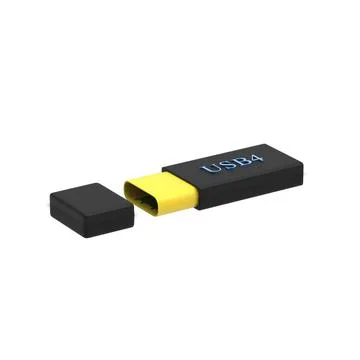 3d rendering of USB Type C or USB 4 connector cable line art 3d Stock Illustration