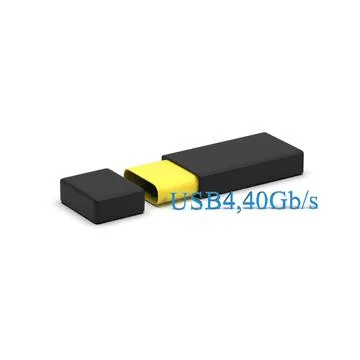 3d rendering of USB Type C or USB 4 connector cable line art 3d Stock Illustration