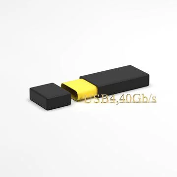 3d rendering of USB Type C or USB 4 connector cable line art 3d Stock Illustration