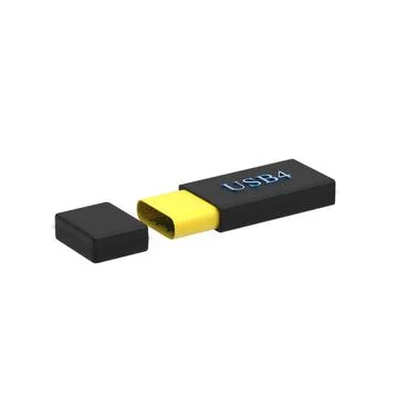 3d rendering of USB Type C or USB 4 connector cable line art 3d Stock Illustration