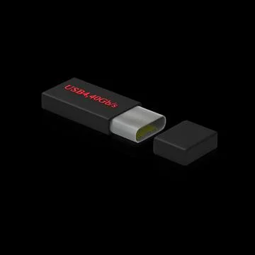 3d rendering of USB Type C or USB 4 connector cable line art 3d Stock Illustration