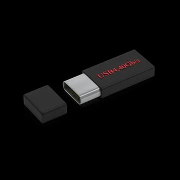 3d rendering of USB Type C or USB 4 connector cable line art 3d Stock Illustration