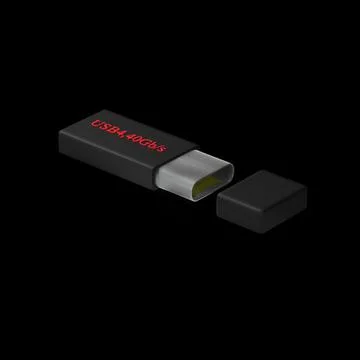 3d rendering of USB Type C or USB 4 connector cable line art 3d Stock Illustration