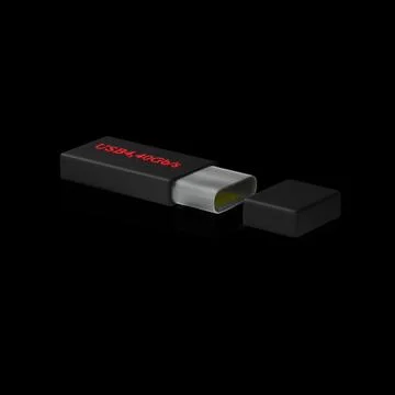 3d rendering of USB Type C or USB 4 connector cable line art 3d Stock Illustration