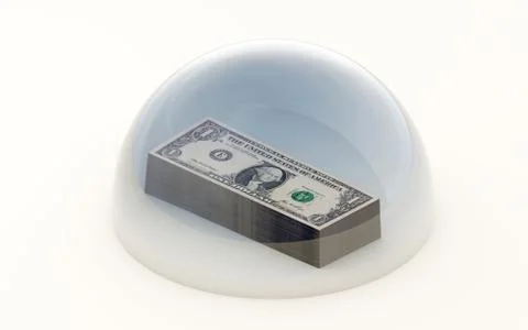 3d rendering usd money protected under a dome 스톡 일러스트
