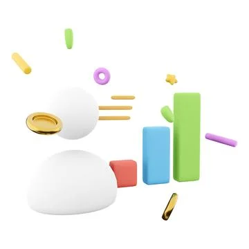 3d rendering user with bar graph icon. 3d render concept for business investment 스톡 일러스트