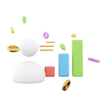 3d rendering user with bar graph icon. 3d render concept for business investment Stock Illustration