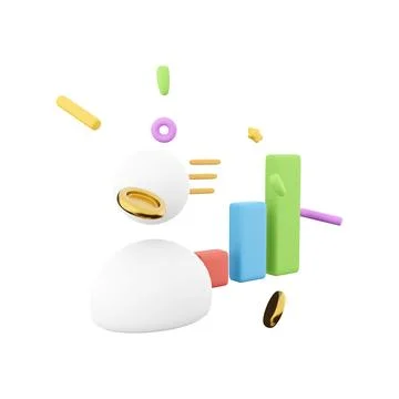 3d rendering user with bar graph icon. 3d render concept for business investment Stock Illustration