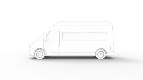 3d rendering of a utility van isolated in white background Illustrazione stock