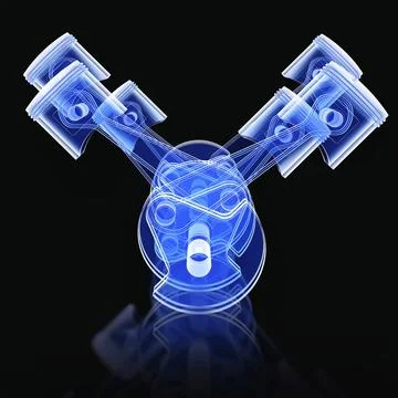 3D rendering of an v engine concept Stock Illustration