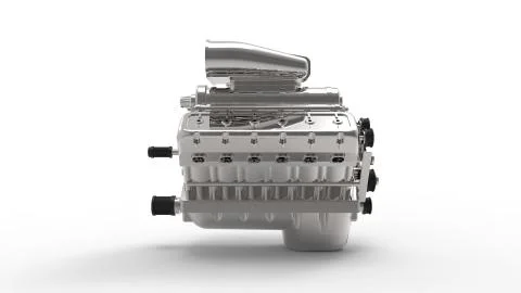 3d rendering of a v12 engine isolated in white background Stock Illustration