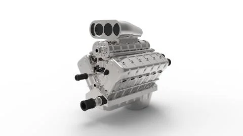 3d rendering of a v12 engine isolated in white background 스톡 일러스트