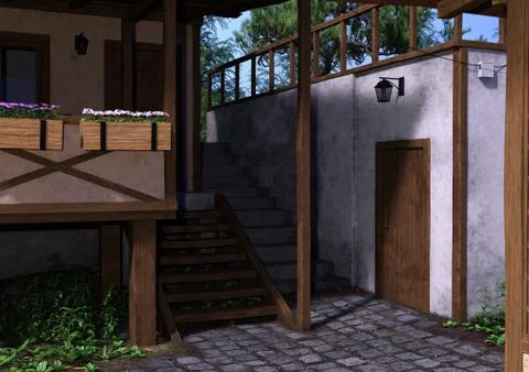 3D Rendering Vacation Home Illustrazione stock