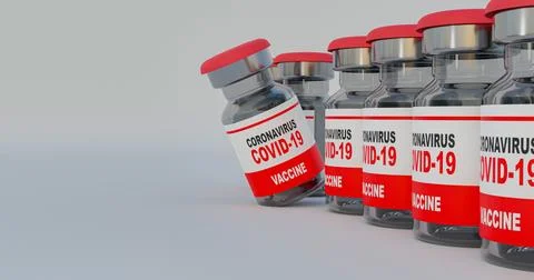 3D rendering vaccine for injection to prevent coronavirus covid-19. Stock Photos