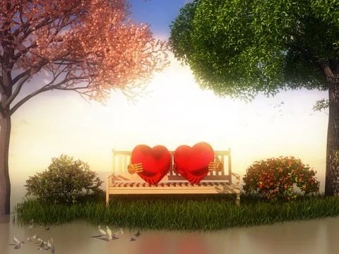3d rendering for valentines day concept with elements Stock Illustration