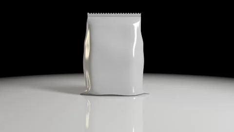 3d rendering of Vertical Sealed Empty Plastic Foil Bag for Package Design wit Illustrazione stock