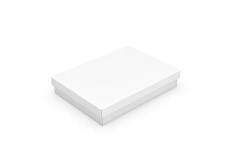 3d rendering of a very slim rectangle box covered with a lid, all white in side Stock Illustration