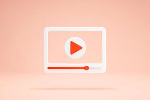 3D Rendering Video Player Icon Symbols Transparent Format White Color Front Stock Illustration