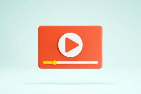 3D Rendering Video Player Icon Symbols Isolated Red Color Front Stock Illustration