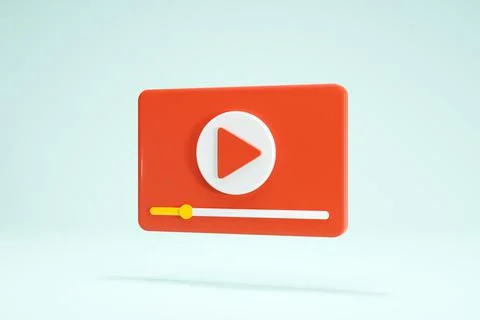 3D Rendering Video Player Icon Symbols Isolated Red Color Side Stock Illustration