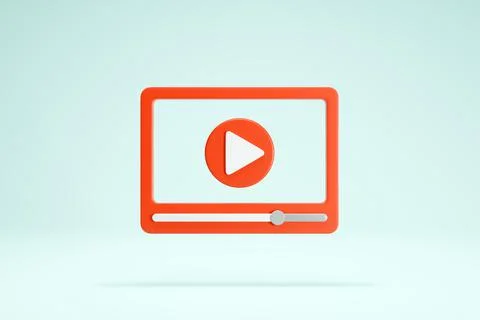 3D Rendering Video Player Icon Symbols Transparent Format Red Front Illustrazione stock