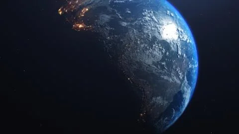 3D rendering view of forest fires and wars from space Illustrazione stock