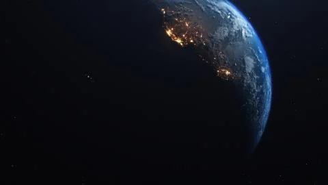 3D rendering view of forest fires and wars from space Illustrazione stock