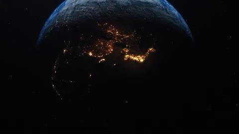 3D rendering view of forest fires and wars from space Illustrazione stock