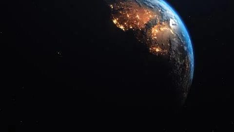 3D rendering view of forest fires and wars from space Illustrazione stock