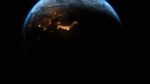 3D rendering view of forest fires and wars from space Illustrazione stock