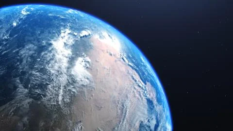 3D rendering of a view of the planet Earth from space Stock Illustration