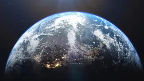 3D rendering of a view of the planet Earth from space Stock Illustration